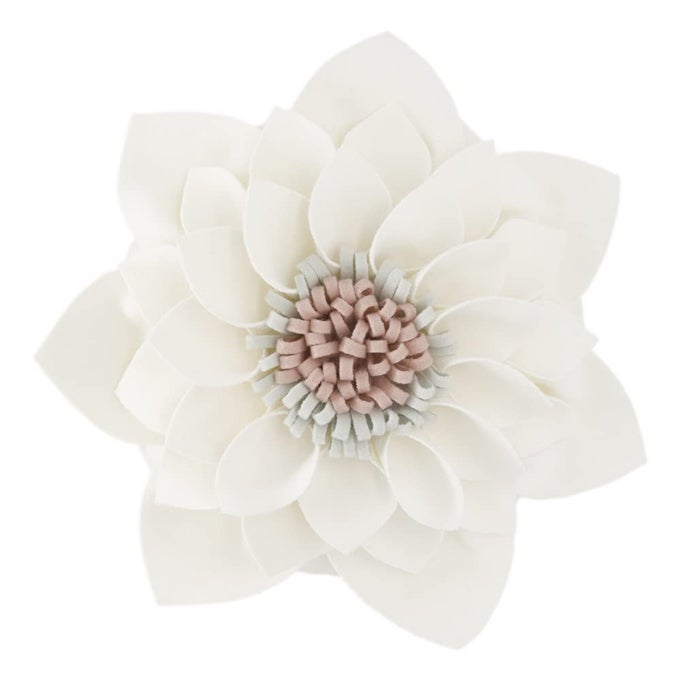 3D FLOWER THROW PILLOW DECORATIVE ACCENT PILLOW ROUND CUSHION FOR SOFA COUCH CHAIR BEDROOM HOME DECOR 14 INCHES CREAM