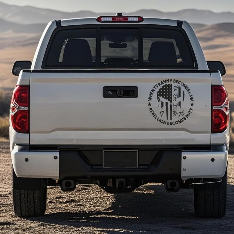 TIPSANGGO We The People Sticker Decals 1776 Distressed American USA Flag Skull Decal, Patriotic Vinyl Decal for Auto Car Truck SUV Window (Black, M#) - Image 3