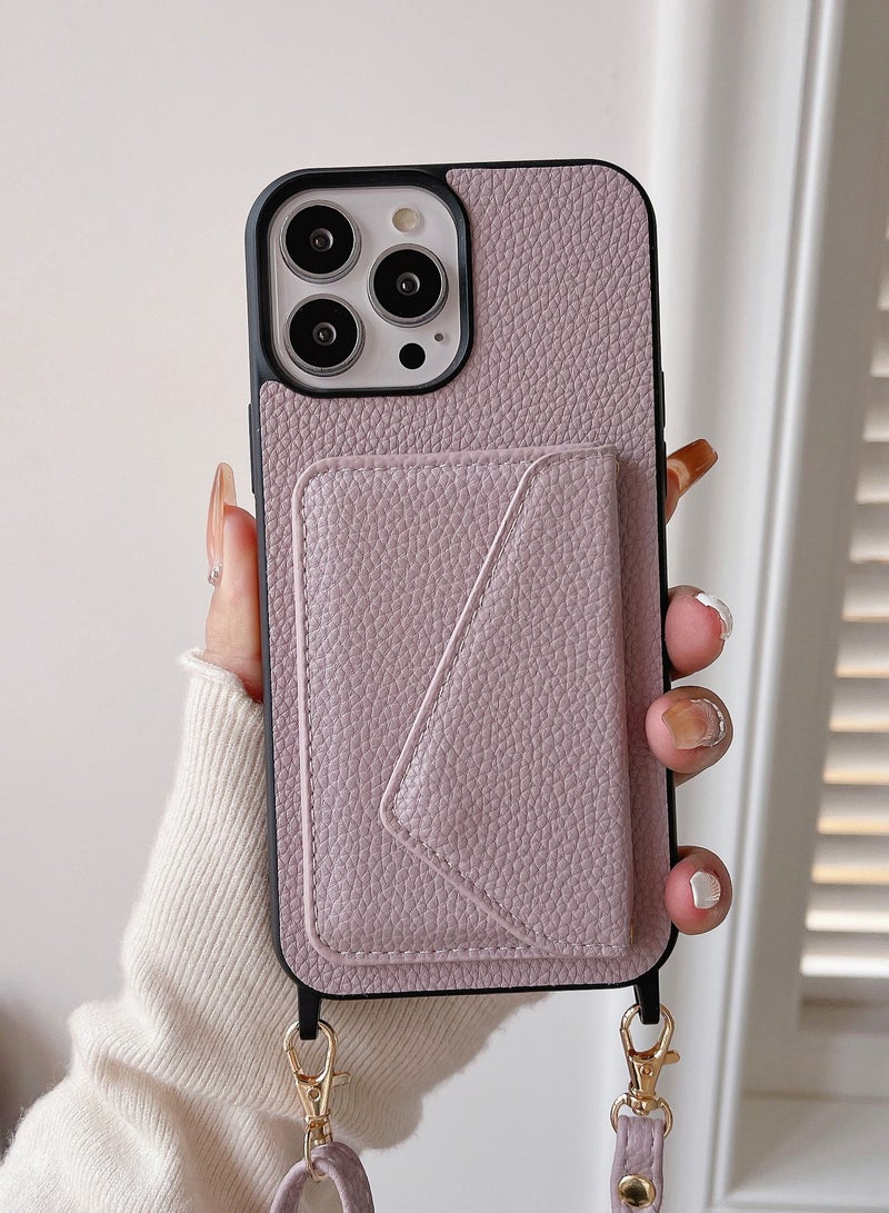 Suteni Crossbody Strap Back Cover Card Slots Leather Phone Case for iPhone