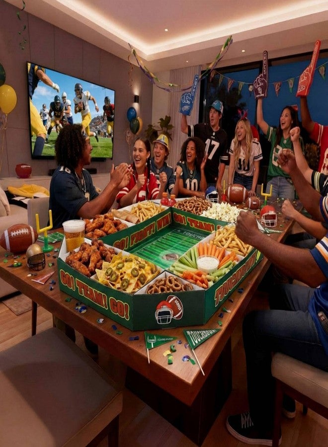 Tosstuki Large Football Party Supplies Kit Food Serving Tray 31 x 39 in Snack Holder Stadium Shape Table Centerpiece for Football Birthday Game Day Sports Event Celebrations Favors - Image 5