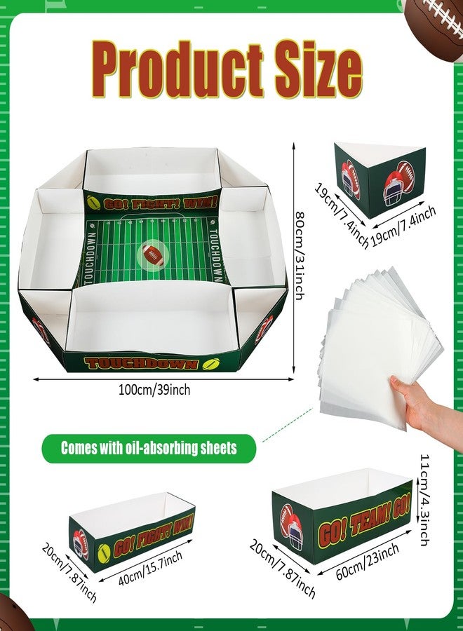 Tosstuki Large Football Party Supplies Kit Food Serving Tray 31 x 39 in Snack Holder Stadium Shape Table Centerpiece for Football Birthday Game Day Sports Event Celebrations Favors - Image 2