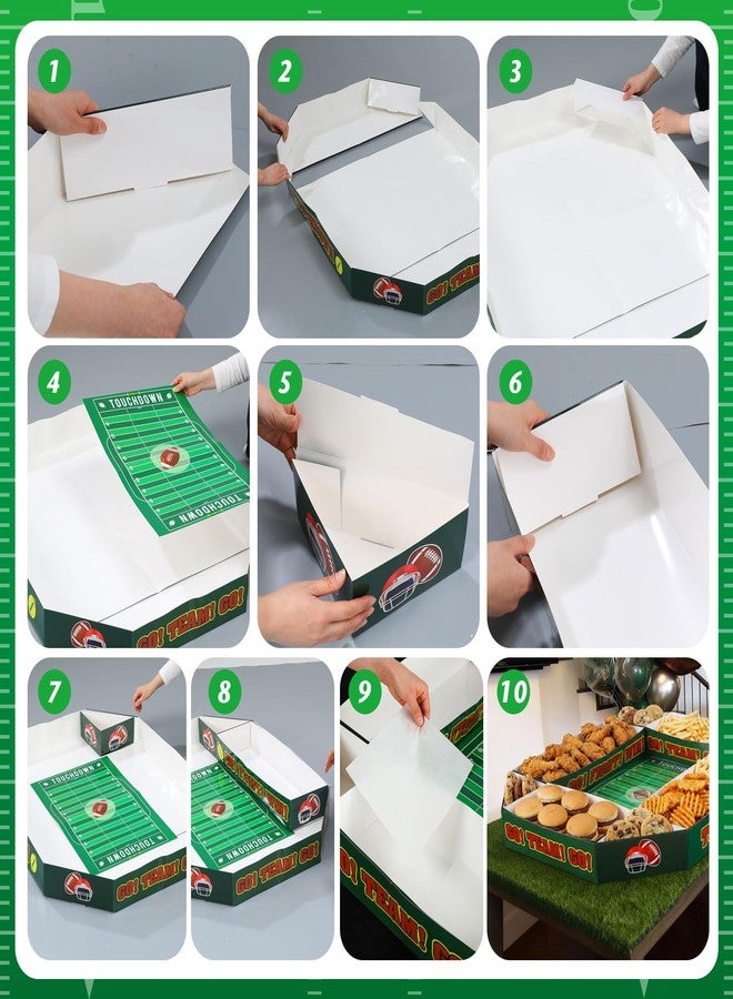 Tosstuki Large Football Party Supplies Kit Food Serving Tray 31 x 39 in Snack Holder Stadium Shape Table Centerpiece for Football Birthday Game Day Sports Event Celebrations Favors - Image 3