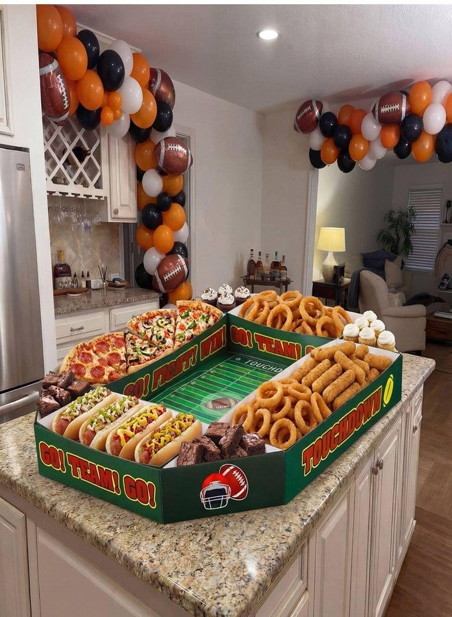 Tosstuki Large Football Party Supplies Kit Food Serving Tray 31 x 39 in Snack Holder Stadium Shape Table Centerpiece for Football Birthday Game Day Sports Event Celebrations Favors - Image 1