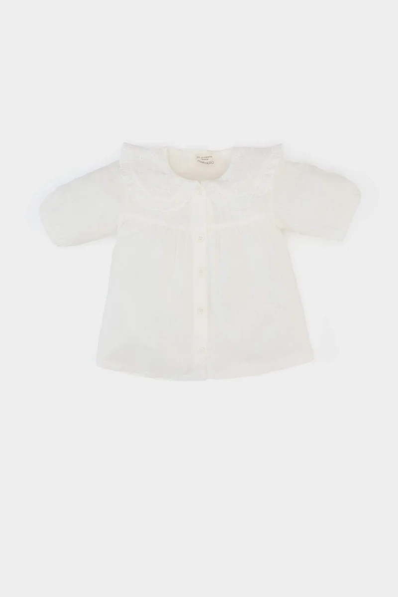ديفاكتو Baby Girl Lace Collar Flam Poplin Shirt