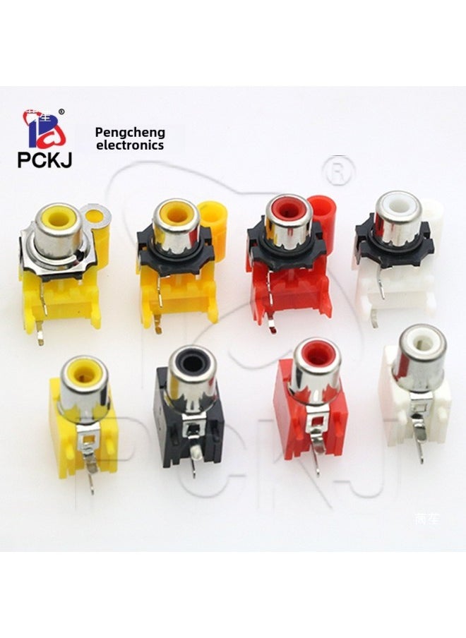 Av-1 Seat RCA Seat 2-pin 3-pin Audio Video Connector Female Socket Vertical Horizontal Single Hole-Colour:Av-8.4-6 Red