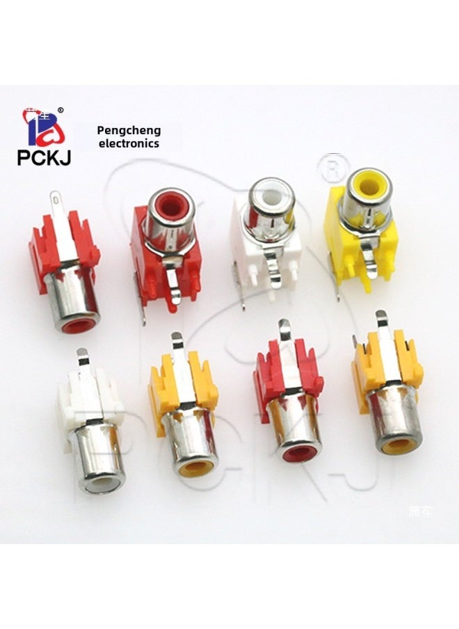 Av-1 Seat RCA Seat 2-pin 3-pin Audio Video Connector Female Socket Vertical Horizontal Single Hole-Colour:Av-8.4-6 Red