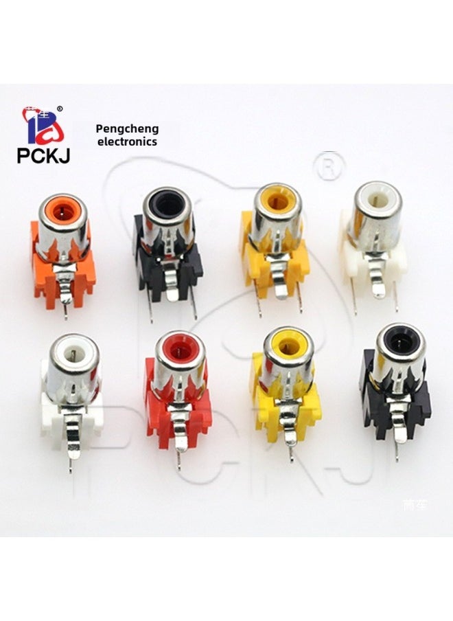 Av-1 Seat RCA Seat 2-pin 3-pin Audio Video Connector Female Socket Vertical Horizontal Single Hole-Colour:Av-8.4-6 Red