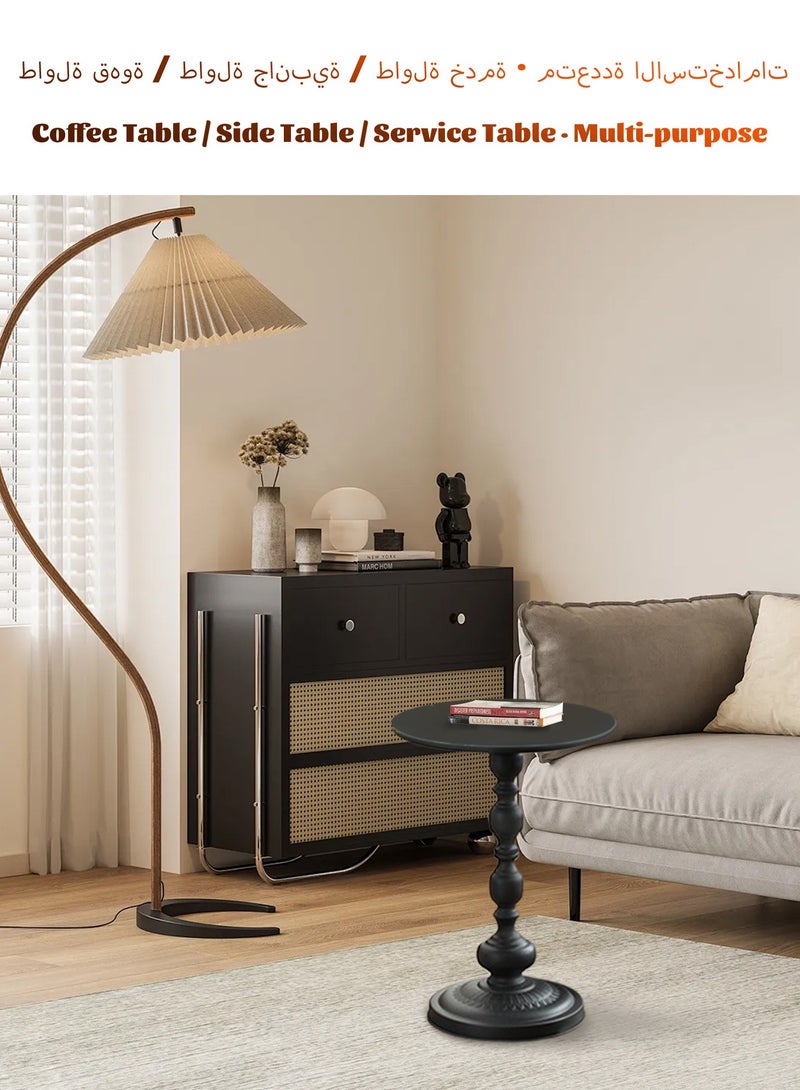 WinHolder 2-Pieces Coffee Table,  Living Room Round Side Table, Modern Simple Corner Metal Iron Outdoor Service table, Easy Assembly, Black 40x40x52 - Image 5