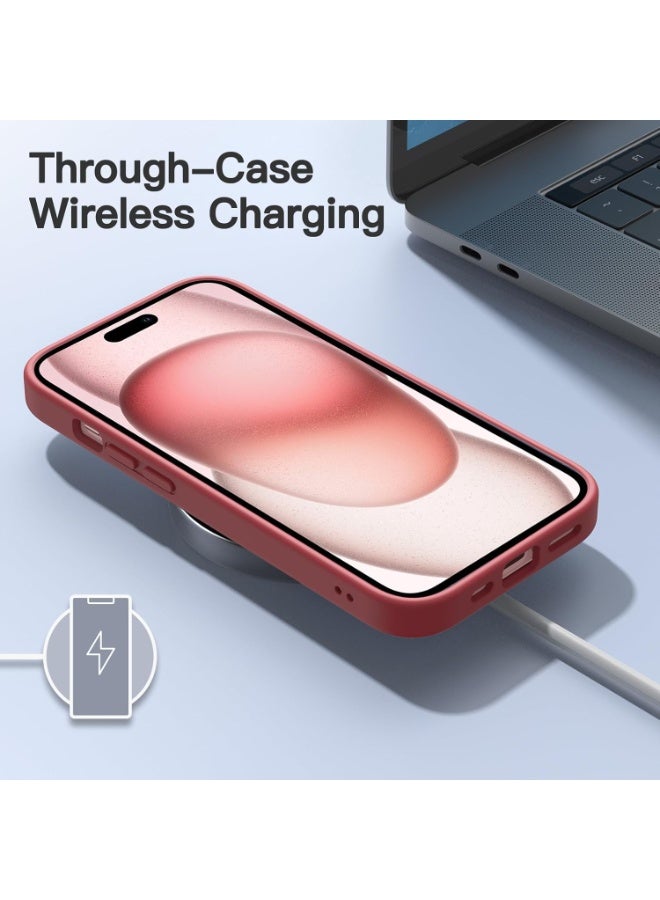 JETech Matte Cover Case for iPhone 15 6.1-Inch, Shockproof Military Grade Drop Protection, Frosted Translucent Back Phone Cover, Anti-Fingerprint (Maroon) - Image 2