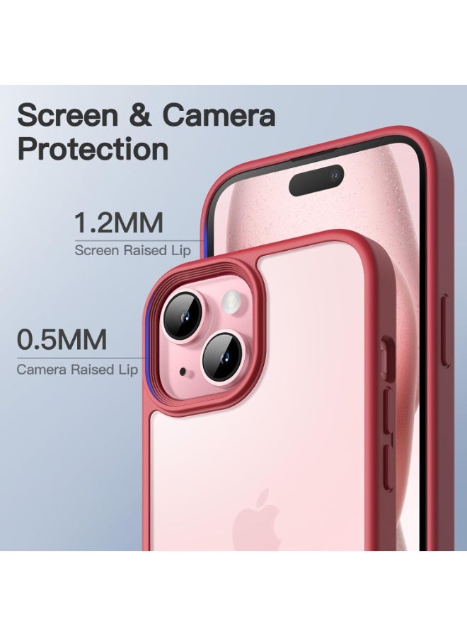 JETech Matte Cover Case for iPhone 15 6.1-Inch, Shockproof Military Grade Drop Protection, Frosted Translucent Back Phone Cover, Anti-Fingerprint (Maroon) - Image 3