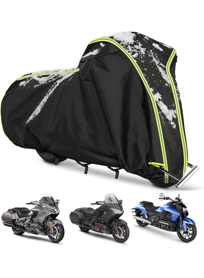 Motorcycle Cover for Honda GL1500 GL1800, Honda Gold Wing 2001-2023 with Trunk Models, All Weather Outdoor Black Protective Cover with Reflective Strips,Vent Holes and Lock Holes - Image 1