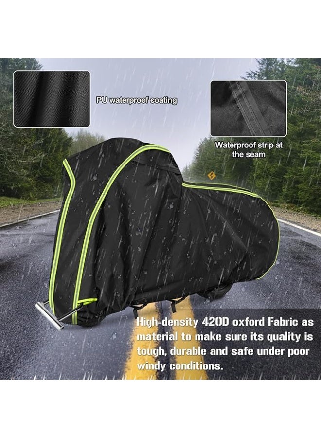 Motorcycle Cover for Honda GL1500 GL1800, Honda Gold Wing 2001-2023 with Trunk Models, All Weather Outdoor Black Protective Cover with Reflective Strips,Vent Holes and Lock Holes - Image 5