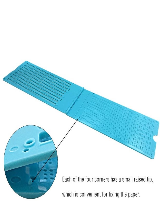 VISIONU 9 Lines 28 Cells Braille Writing Slate with 2 pcs Styluses, Braille Slate Kit, Blue - Image 3
