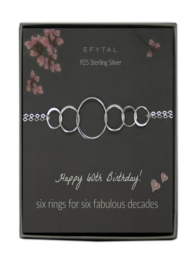 EFYTAL 60 Birthday Gifts, 925 Sterling Silver 6 Ring Bracelet for Women, 6 Circles Jewelry, Gifts for 60 Year Old, 60th Birthday Gifts for Mom - Image 1
