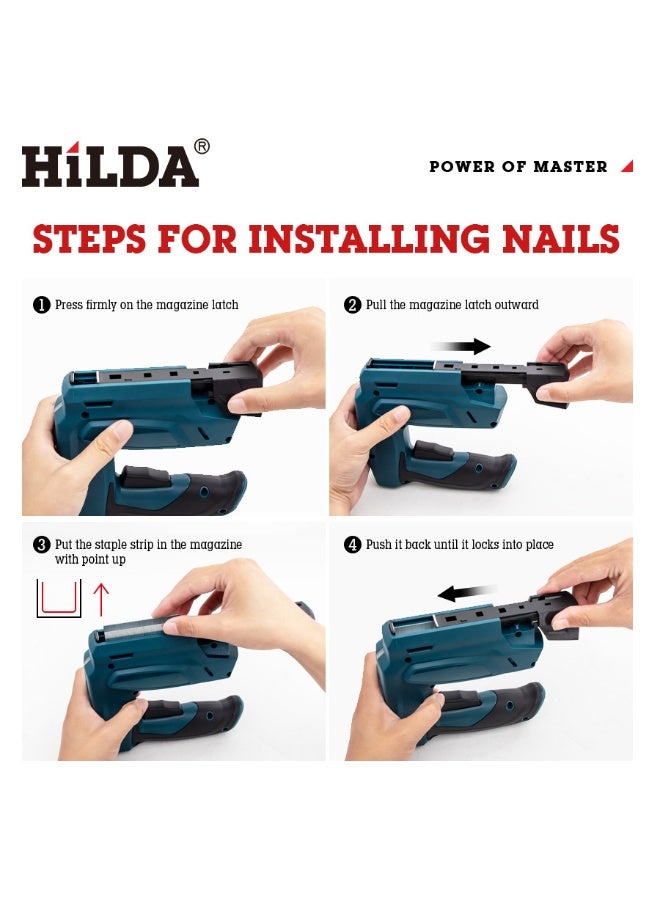 HILDA مسدس دبابيس لاسلكي - دبابيس صغيرة بقوة 4 فولت، دبابيس ومسامير 2 في 1 مع كابل ميكرو USB، 1000 قطعة لكل من الدبابيس/المسامير، مثالي لمشاريع الحرف اليدوية الخفيفة، التنجيد، والإصلاح - Image 2