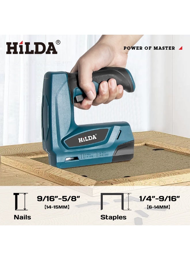 HILDA مسدس دبابيس لاسلكي - دبابيس صغيرة بقوة 4 فولت، دبابيس ومسامير 2 في 1 مع كابل ميكرو USB، 1000 قطعة لكل من الدبابيس/المسامير، مثالي لمشاريع الحرف اليدوية الخفيفة، التنجيد، والإصلاح - Image 3