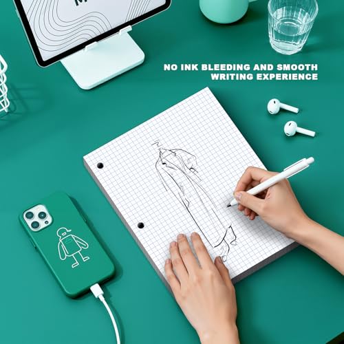 Ciphyfee Loose Leaf Graph Paper Notebook 8 X 10.5, 120 Sheets Graphing Paper Note pads，3 Hole Punched，4x4 Quad Ruled Grid Writing Pads, 10-1/2" X 8 Binder Filler Paper For, Engineering, Office, School - Image 5