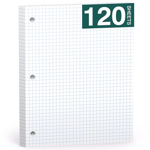 Ciphyfee Loose Leaf Graph Paper Notebook 8 X 10.5, 120 Sheets Graphing Paper Note pads，3 Hole Punched，4x4 Quad Ruled Grid Writing Pads, 10-1/2" X 8 Binder Filler Paper For, Engineering, Office, School - Image 1