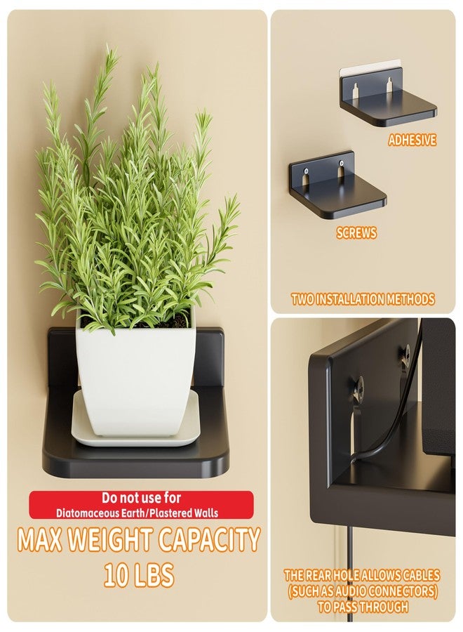 Yieach 4 Pack Small Acrylic Shelves for Wall Decor,5Inch Non Drill Hanging Floating Shelf,Adhesive Shelves,Black Mini Command Display Ledges for Small Items,Funko,Action Figure,Plant Shelf Wall Indoor - Image 2