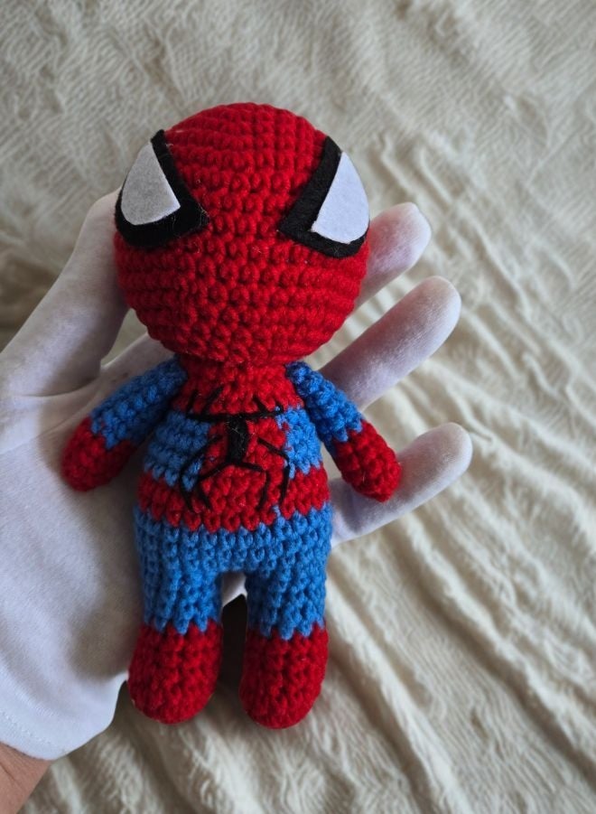 Handmade Crochet Superhero Doll – 18 cm Soft Amigurumi Plush Toy – Unique Gift for Kids - Image 2