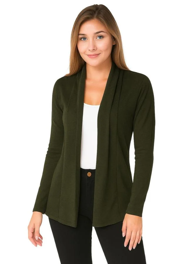 PAUSE Pause Olive Solid Open Front Shrug