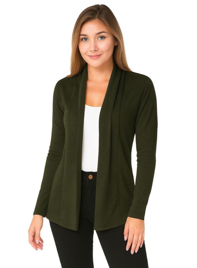 بوز شال زيتوني صلب بفتحة أمامية - Image 1