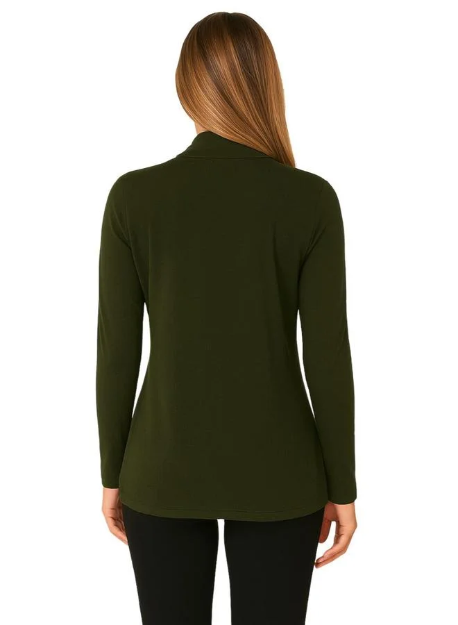 PAUSE Pause Olive Solid Open Front Shrug