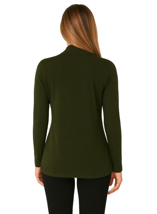 بوز شال زيتوني صلب بفتحة أمامية - Image 2