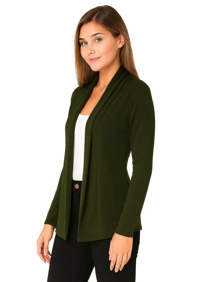 PAUSE Pause Olive Solid Open Front Shrug