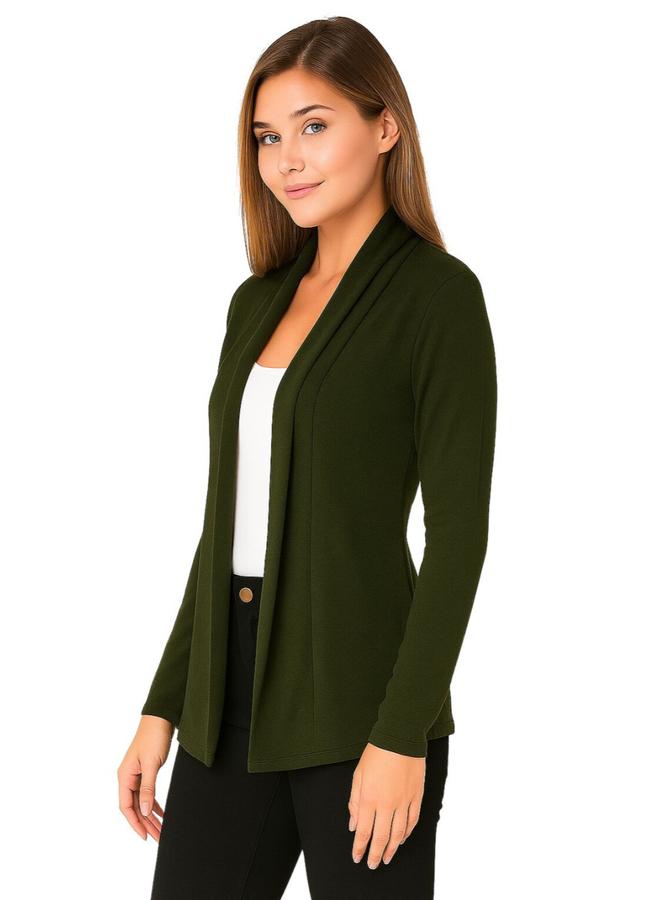 بوز شال زيتوني صلب بفتحة أمامية - Image 3