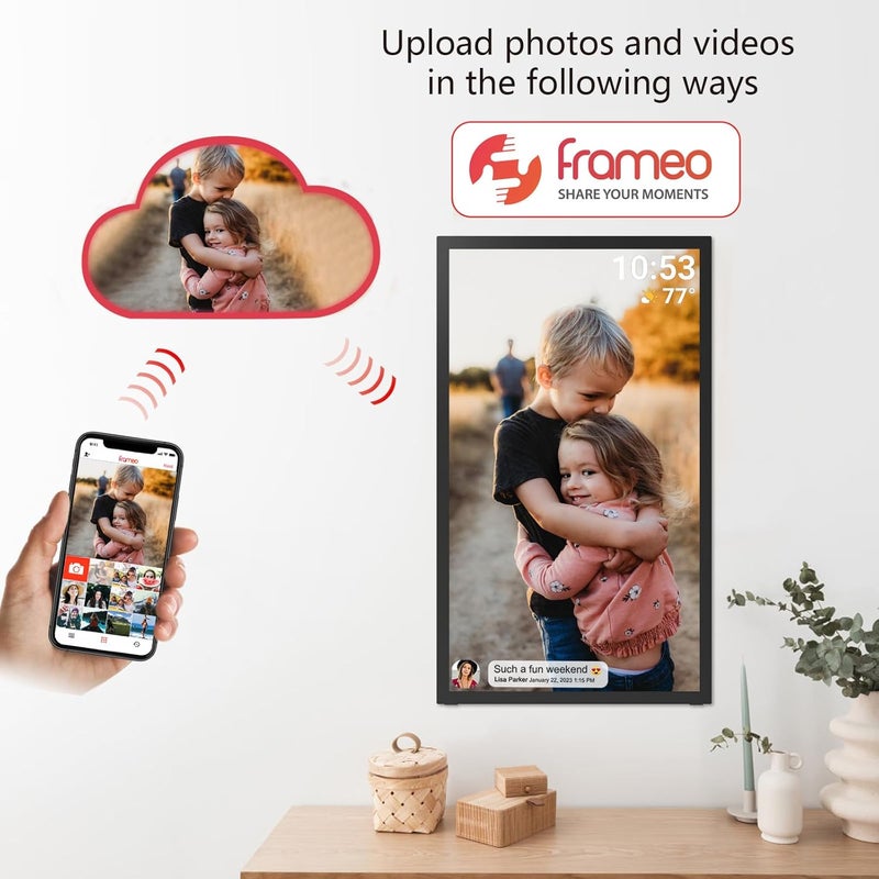 إطار صور رقمي FRAMEO 64 جيجابايت 21.5 بوصة مع شاشة لمس IPS LCD FHD بدقة 1920×1080، واي فاي مزدوج لمشاركة الصور والفيديو عبر تطبيق Frameo، يدعم محرك أقراص USB/بطاقة Micro SD لتوسيع التخزين، تدوير تلقائي - Image 3