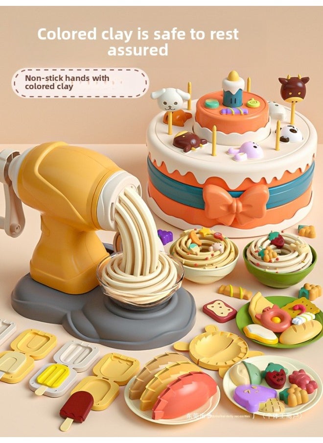 Generic - Children's Ice Cream Noodle Machine Toy Colored Clay Plasticine Mold Tool Set Food Grade Clay Girl Oily-Color:No Increase In Price For Additional Quantity [noodle Maker + Dumpling Set] Comes With 18 Pieces Of Colored Clay-Specification:24 Colors - Image 1