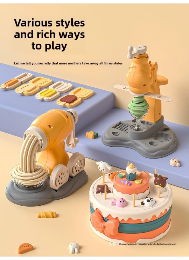 Generic - Children's Ice Cream Noodle Machine Toy Colored Clay Plasticine Mold Tool Set Food Grade Clay Girl Oily-Color:No Increase In Price For Additional Quantity [noodle Maker + Dumpling Set] Comes With 18 Pieces Of Colored Clay-Specification:24 Colors - Image 1