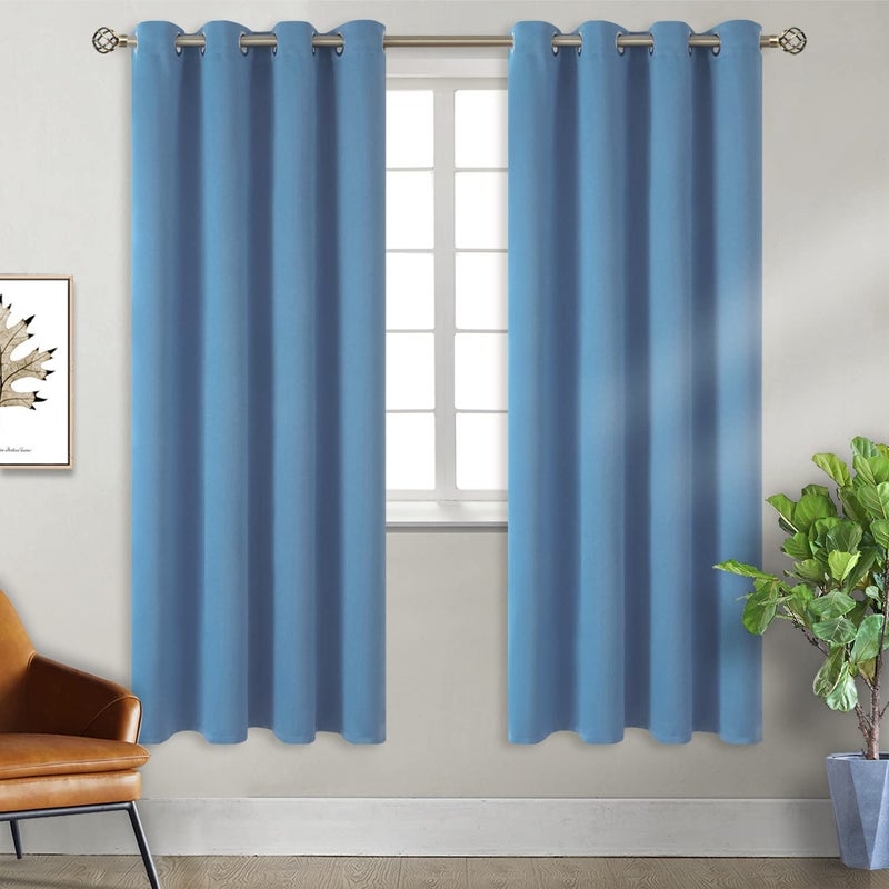 BGment Blackout Curtains for Bedroom - Grommet Thermal Insulated Room Darkening Curtains for Living Room  Set of 2 Panels  Each 46 x 72 Inch  Faded Denim - Image 1