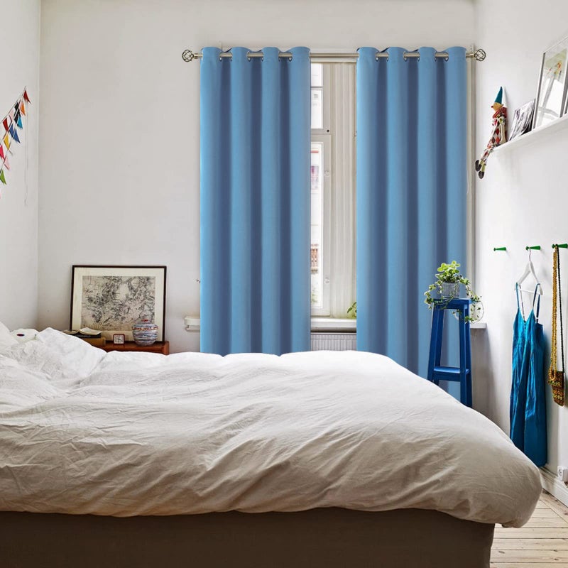 BGment Blackout Curtains for Bedroom - Grommet Thermal Insulated Room Darkening Curtains for Living Room  Set of 2 Panels  Each 46 x 72 Inch  Faded Denim - Image 2