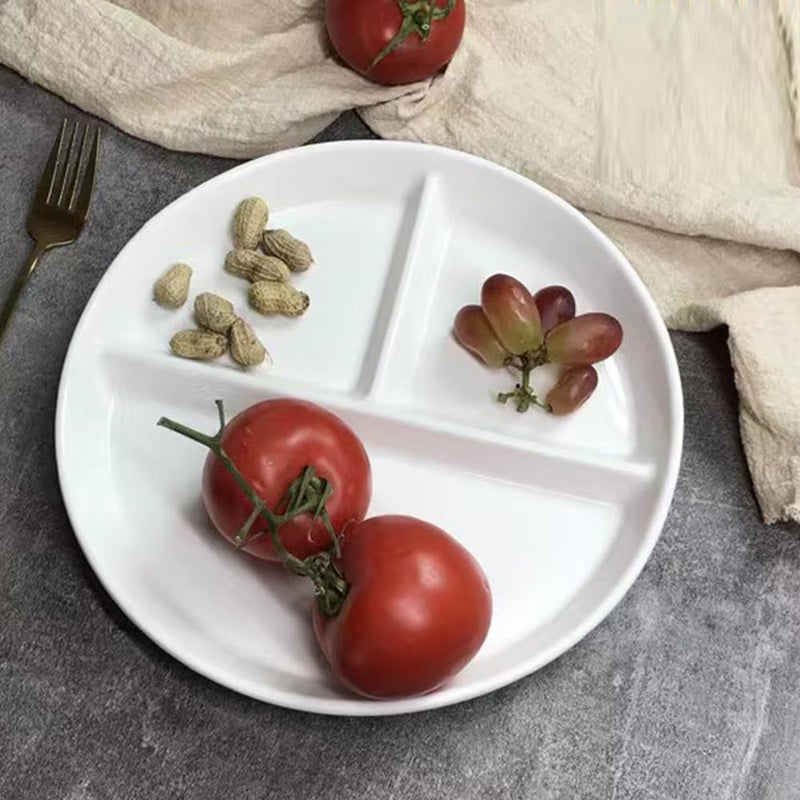 LRUUIDDE (5 Pack) Portion Control Plate for Balanced Eating, 9" Unbreakable Divided Plates,3 Compartment Plates, Reusable Plastic Plates, BPA Free for Kids Adults (White) - Image 5