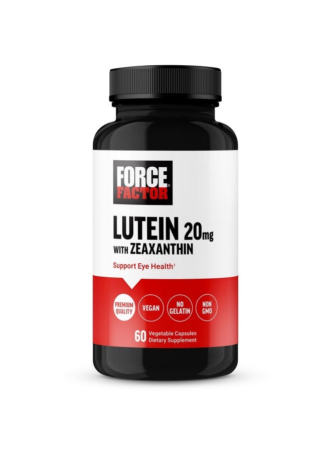 FORCE FACTOR Lutein and Zeaxanthin Supplements, Eye Vitamins with Lutein 20mg, Eye Health Supplements for Adults, Ingredients Backed by Science, Vegan, Gelatin Free, 60 Vegetable Capsules - Image 1