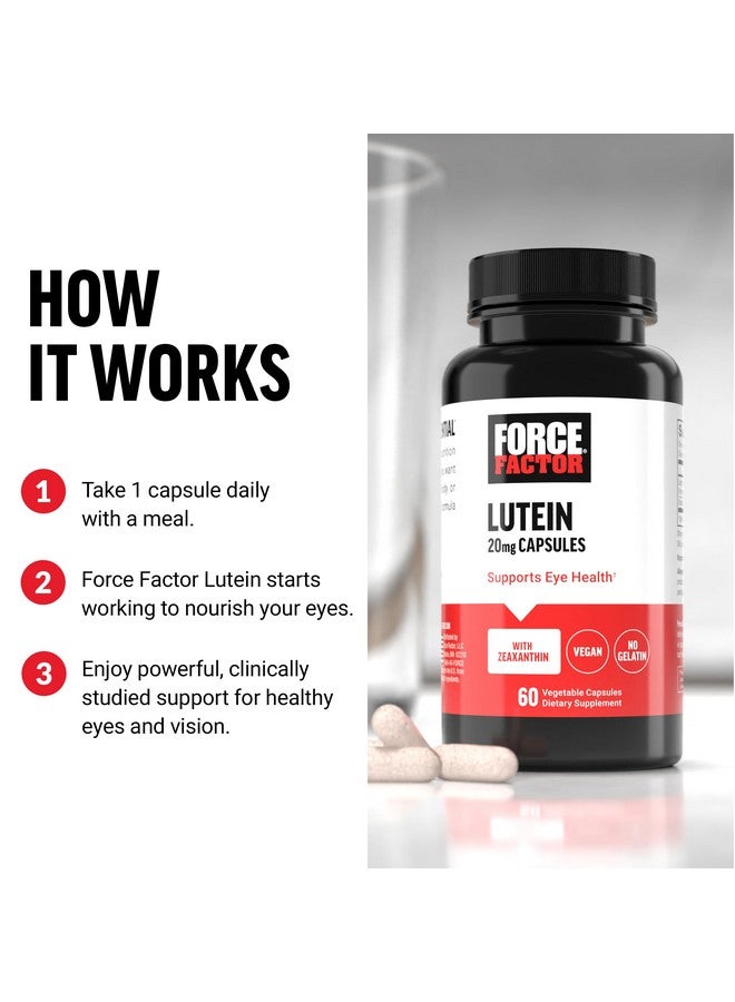 FORCE FACTOR Lutein and Zeaxanthin Supplements, Eye Vitamins with Lutein 20mg, Eye Health Supplements for Adults, Ingredients Backed by Science, Vegan, Gelatin Free, 60 Vegetable Capsules - Image 3