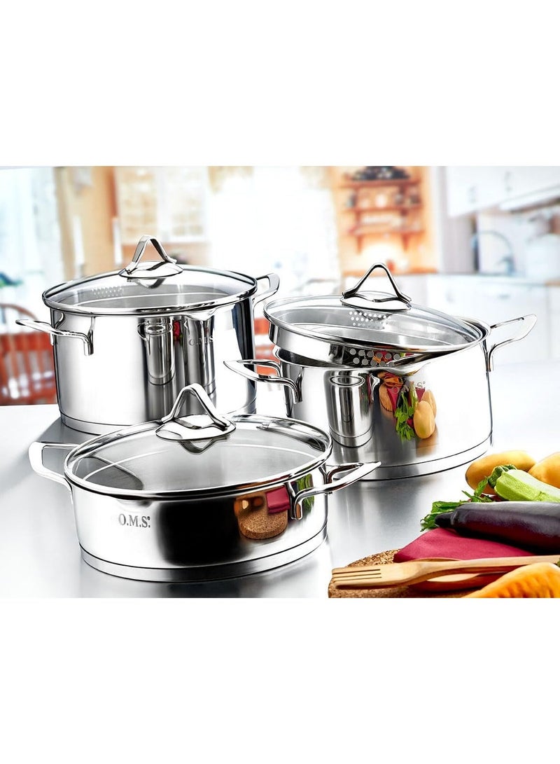 او ام اس طقم طناجر ستانلس ستيل مكون من 10 قطع صناعة تركيه - Image 3