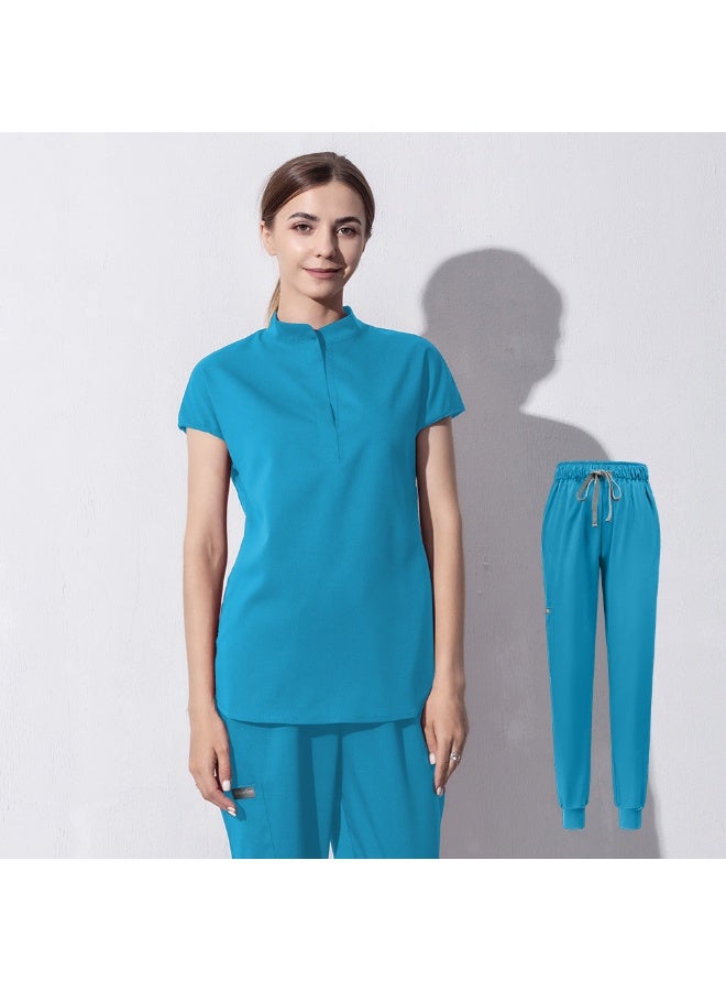 NIBEMINENT Fashion Women Workwear Scrub Tops+pant Medical Uniform Surgery Scrubs Shirt Short Sleeve Pet Shop Doctor Nurse Nursing Uniform - Image 1