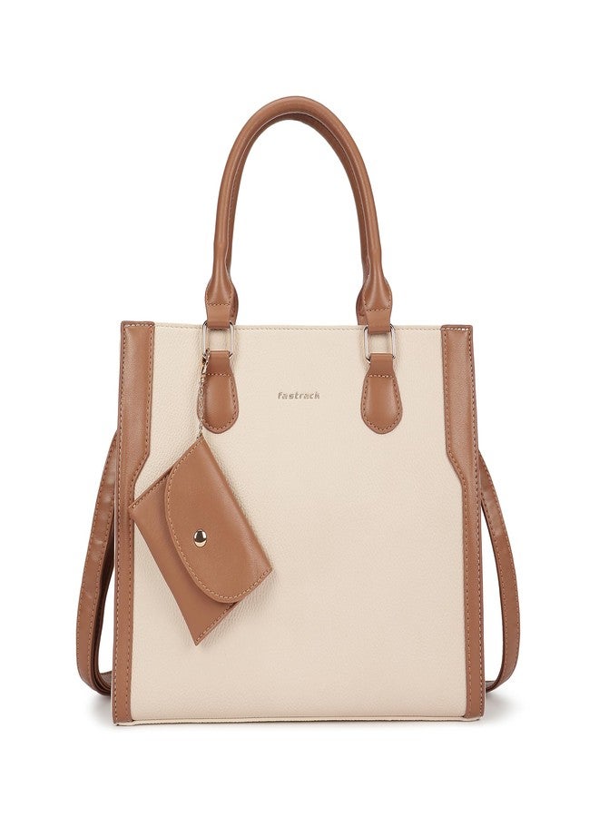 Fastrack Ivory Edge Satchel | Faux-Leather Women's Handbag | Dual Carry with Detachable Strap | Structured Tote with Envelope Charm - Image 1