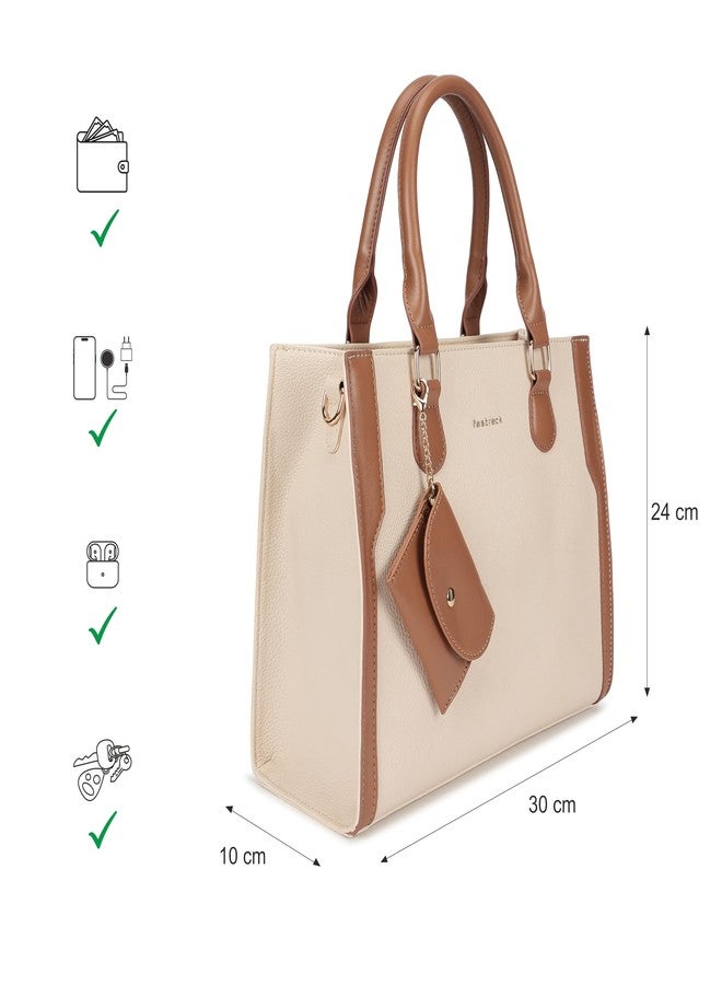 Fastrack Ivory Edge Satchel | Faux-Leather Women's Handbag | Dual Carry with Detachable Strap | Structured Tote with Envelope Charm - Image 4