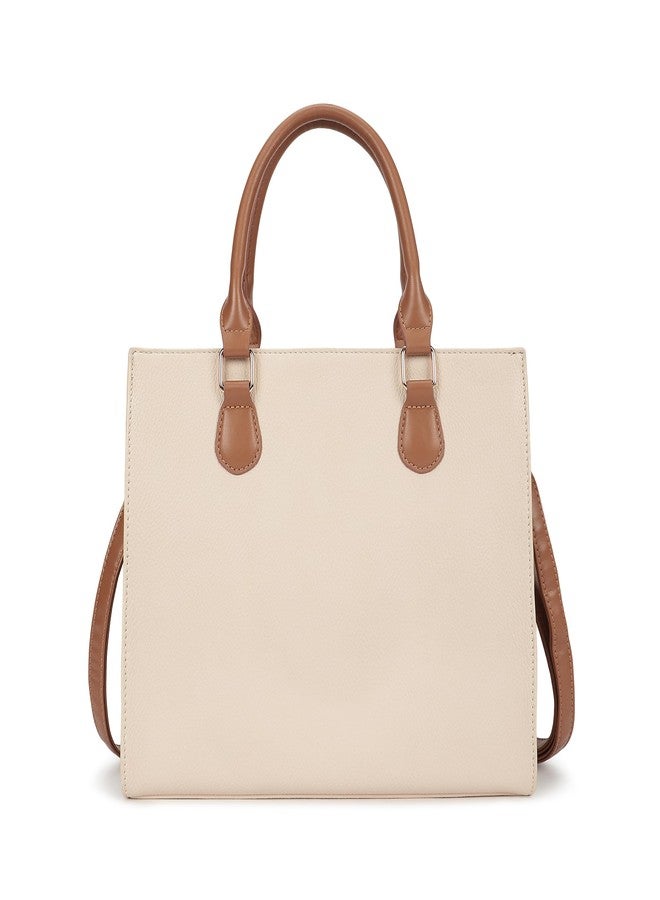 Fastrack Ivory Edge Satchel | Faux-Leather Women's Handbag | Dual Carry with Detachable Strap | Structured Tote with Envelope Charm - Image 5