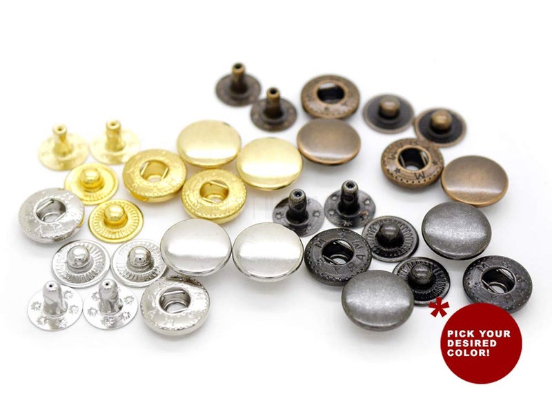CRAFTMEMORE 50 Sets Antique Brass Snap Buttons S-Spring Socket Popper Fasteners for Jacket Bag Closures #665 VT2 (10mm (0.39")) - Image 5