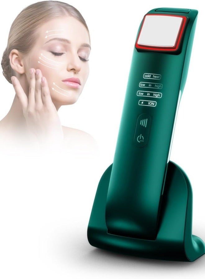 Face Skin Tightening Machine Cold and Hot Compress Massager Microcurrent Facial Light Therapy Device for Wrinkles Lifting Firming Toning Anti-Aging Rejuvenation Skin Care Tool Home Use