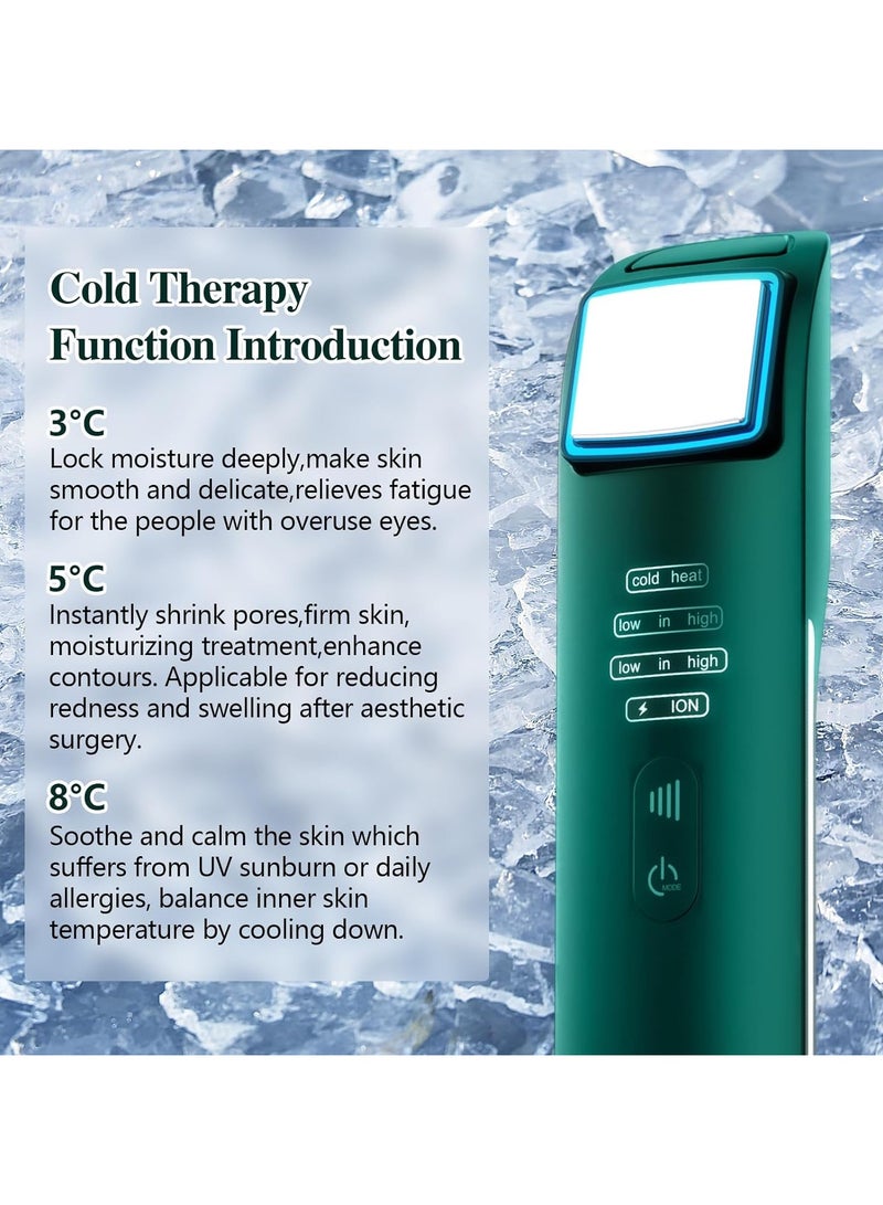 Face Skin Tightening Machine Cold and Hot Compress Massager Microcurrent Facial Light Therapy Device for Wrinkles Lifting Firming Toning Anti-Aging Rejuvenation Skin Care Tool Home Use