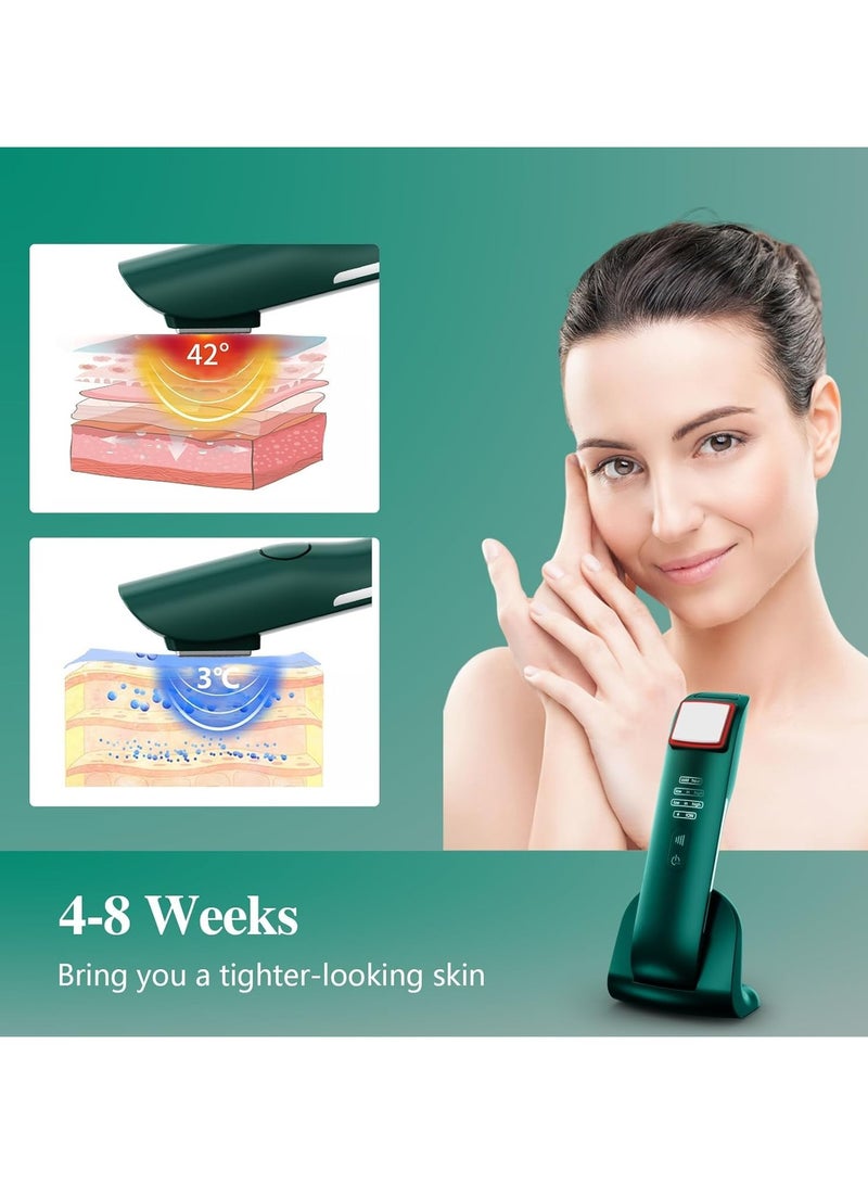 Face Skin Tightening Machine Cold and Hot Compress Massager Microcurrent Facial Light Therapy Device for Wrinkles Lifting Firming Toning Anti-Aging Rejuvenation Skin Care Tool Home Use
