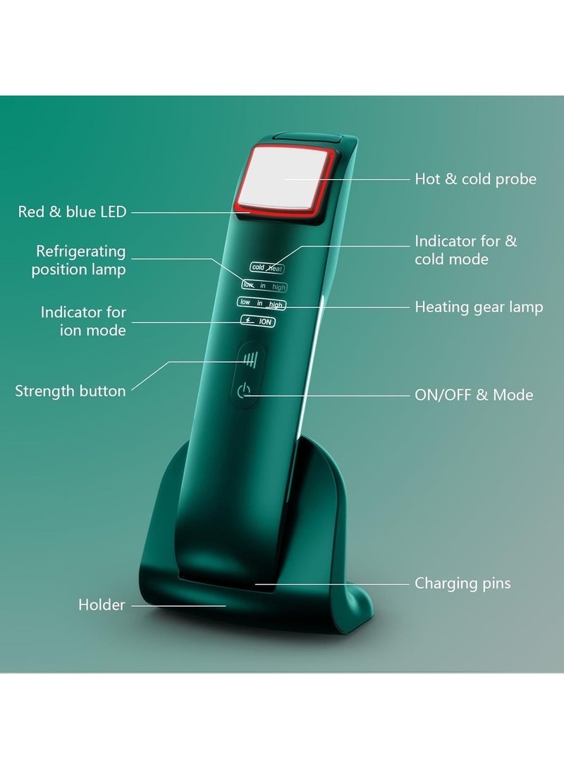 Face Skin Tightening Machine Cold and Hot Compress Massager Microcurrent Facial Light Therapy Device for Wrinkles Lifting Firming Toning Anti-Aging Rejuvenation Skin Care Tool Home Use