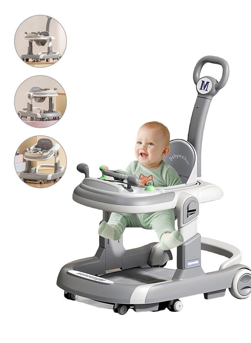 ما بيبي مشاية أطفال مضادة للساق على شكل حرف O مع موسيقى ومقبض قابل للفصل ، عربة أطفال قابلة للطي وقابلة للتعديل مع صينية قابلة للإزالة - Image 1