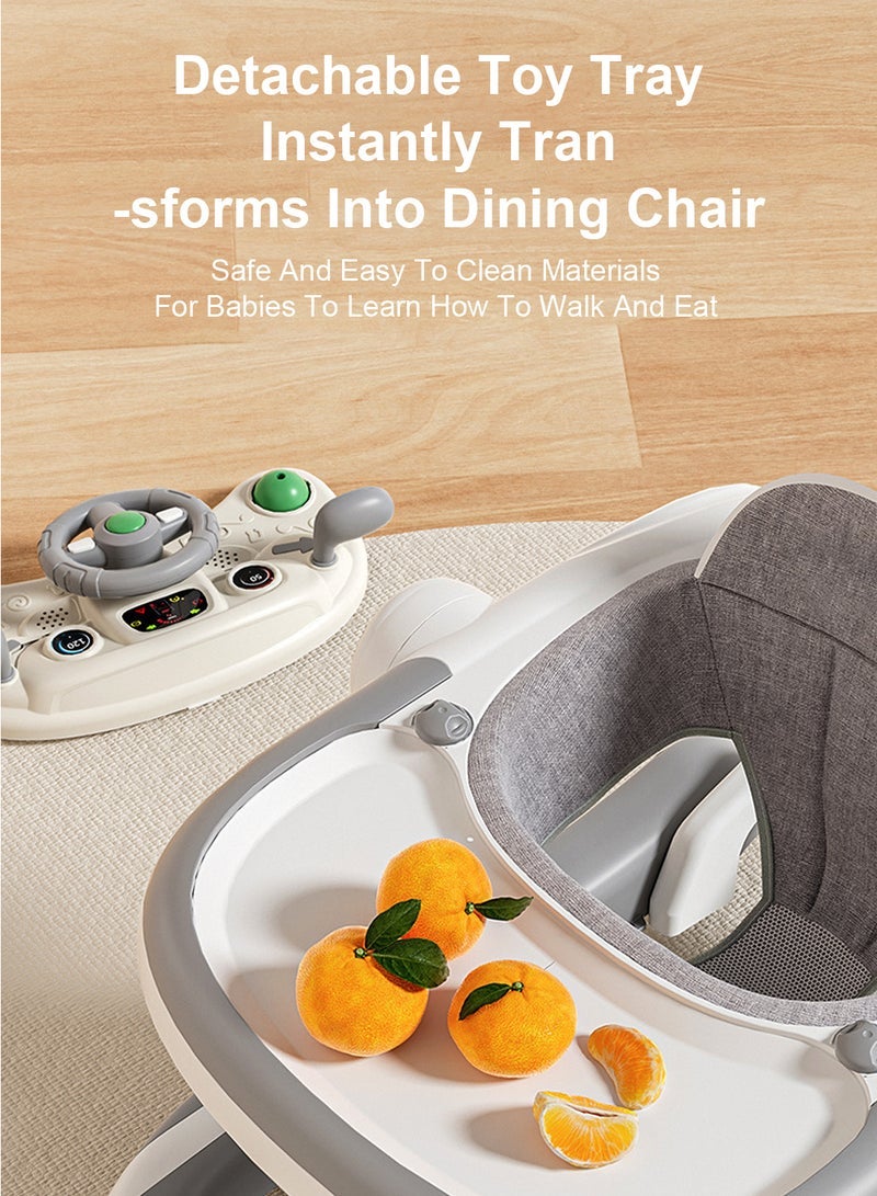 ما بيبي مشاية أطفال مضادة للساق على شكل حرف O مع موسيقى ومقبض قابل للفصل ، عربة أطفال قابلة للطي وقابلة للتعديل مع صينية قابلة للإزالة - Image 2